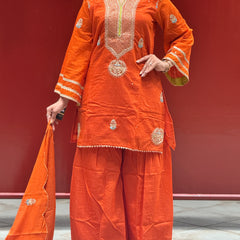 Vibrant Orange Kurti Set