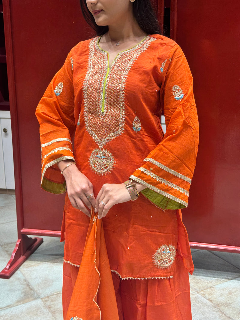 Vibrant Orange Kurti Set