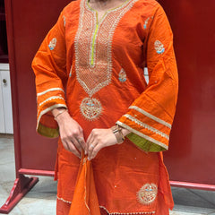 Vibrant Orange Kurti Set