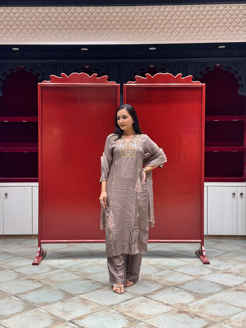 Taupe Grey Kurti Set