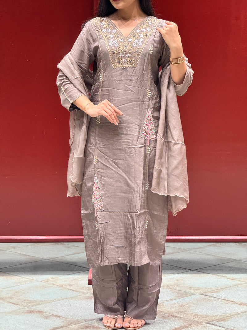 Taupe Grey Kurti Set