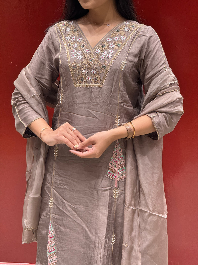 Taupe Grey Kurti Set