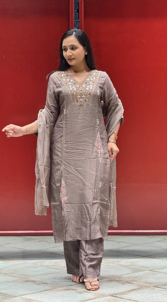 Taupe Grey Kurti Set