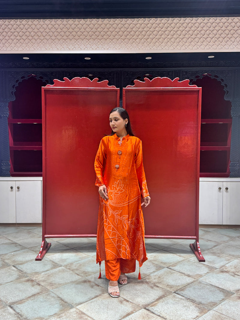 Vibrant Orange Kurti Set