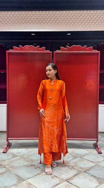 Vibrant Orange Kurti Set
