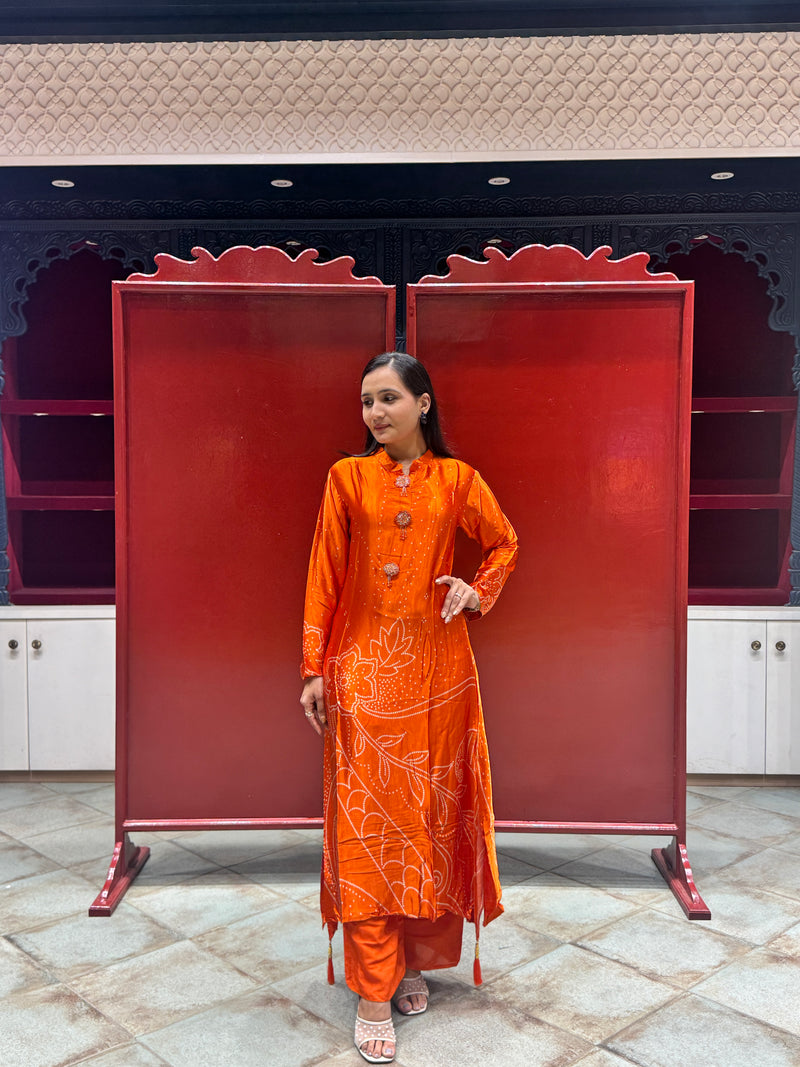 Vibrant Orange Kurti Set