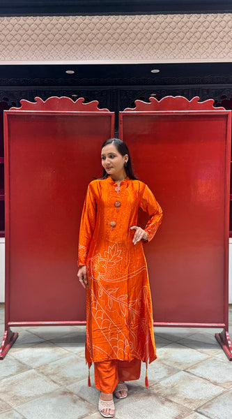 Vibrant Orange Kurti Set