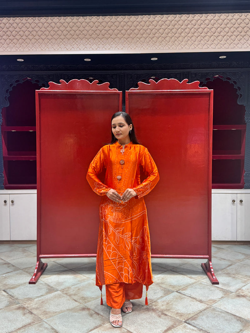 Vibrant Orange Kurti Set