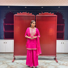 Rani Pink Floral Kurti Set