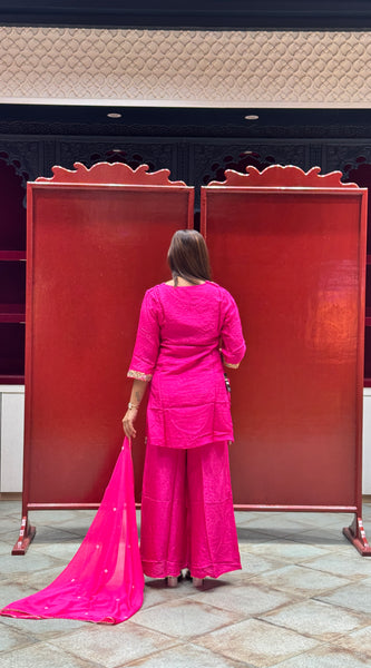 Rani Pink Floral Kurti Set