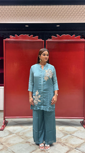 Teal Blue Floral Co-Ord Set