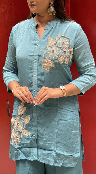 Teal Blue Floral Co-Ord Set