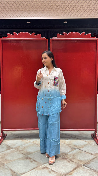 White & Blue Co-Ord Set