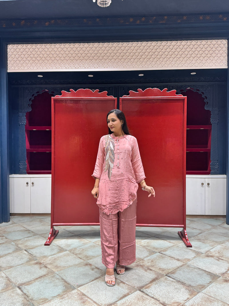 Blush Pink Feather Co-Ord Set