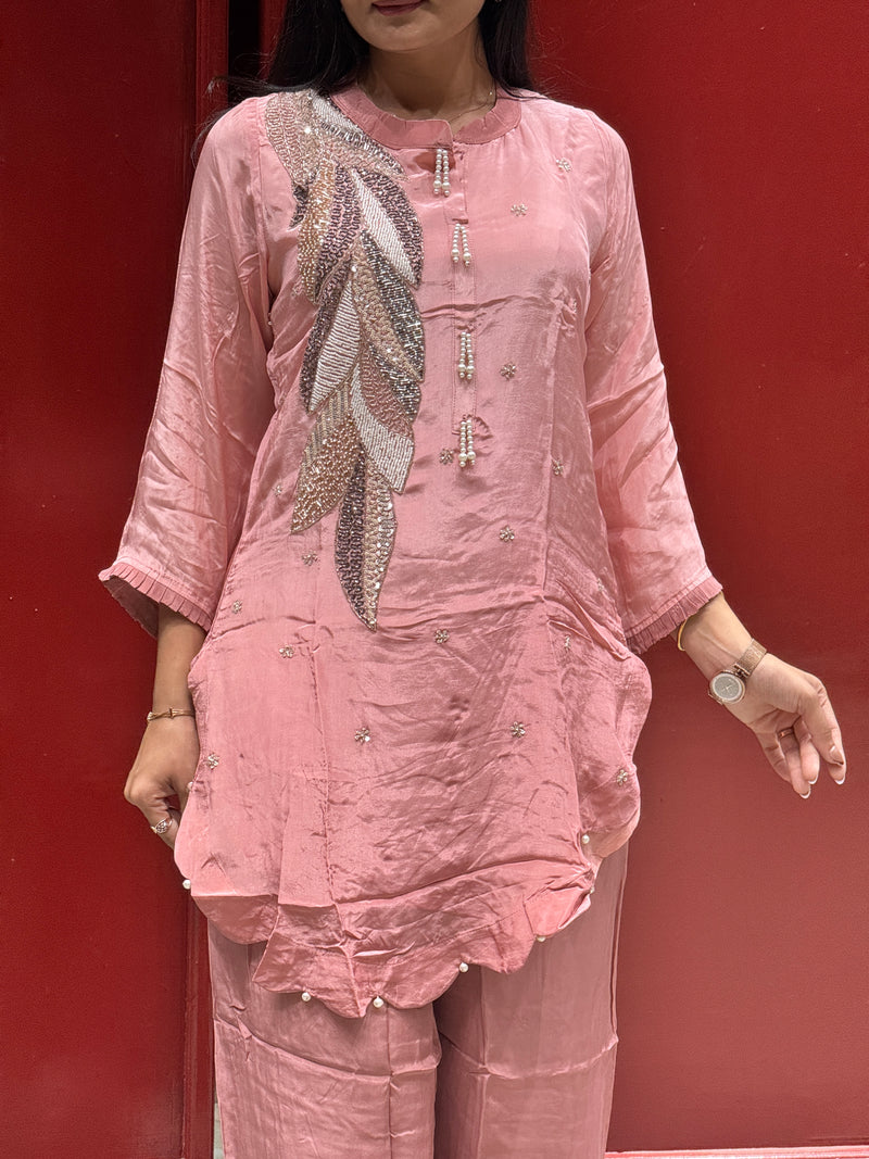 Blush Pink Feather Co-Ord Set