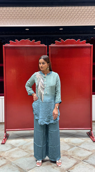 Sea Green Feather Co-Ord Set