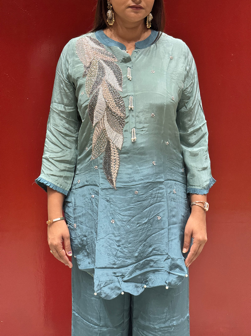 Sea Green Feather Co-Ord Set