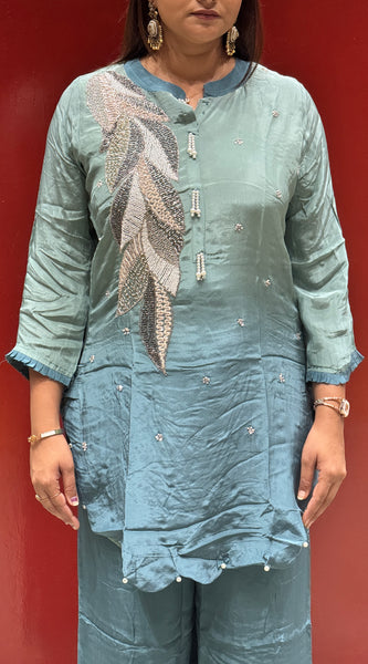 Sea Green Feather Co-Ord Set