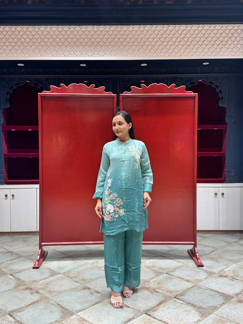 Aqua Green Floral Co-Ord Set