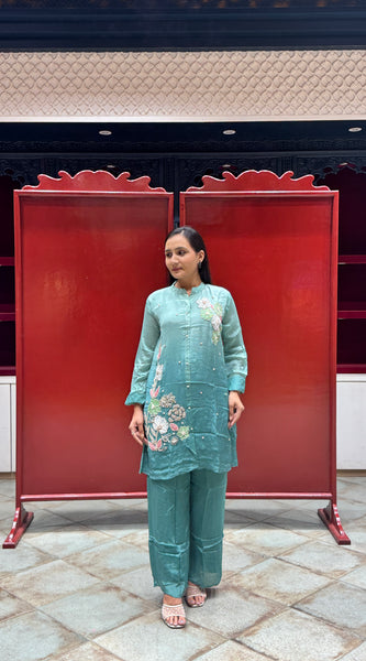 Aqua Green Floral Co-Ord Set