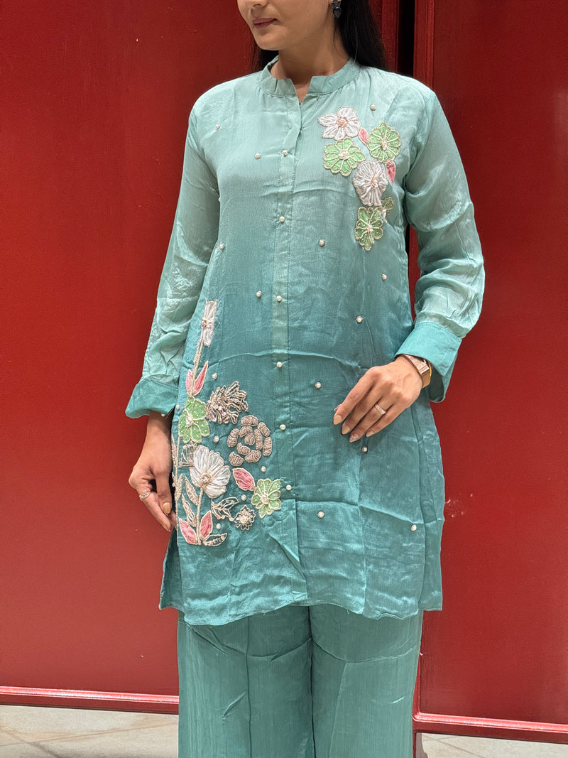 Aqua Green Floral Co-Ord Set