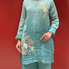 Aqua Green Floral Co-Ord Set