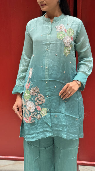 Aqua Green Floral Co-Ord Set