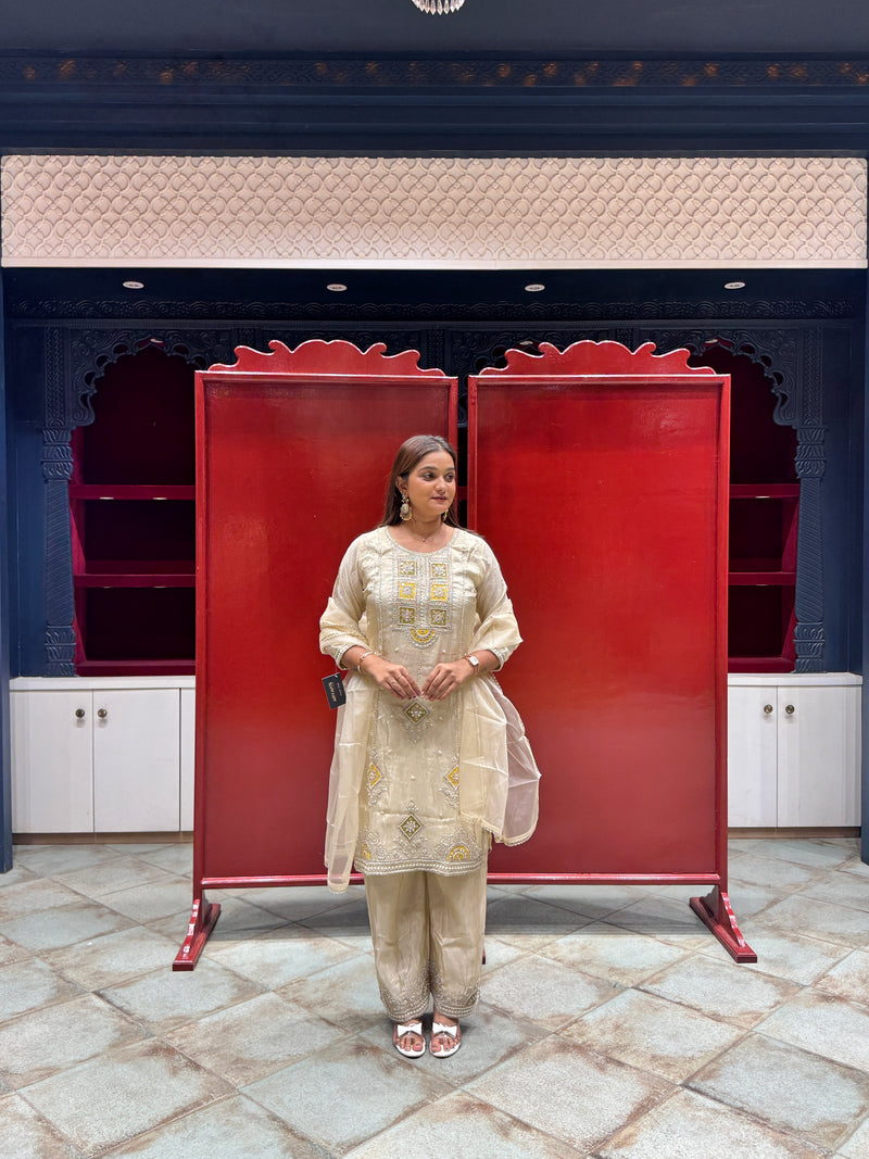 Ivory & Yellow Kurti Set