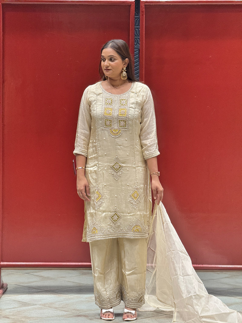 Ivory & Yellow Kurti Set
