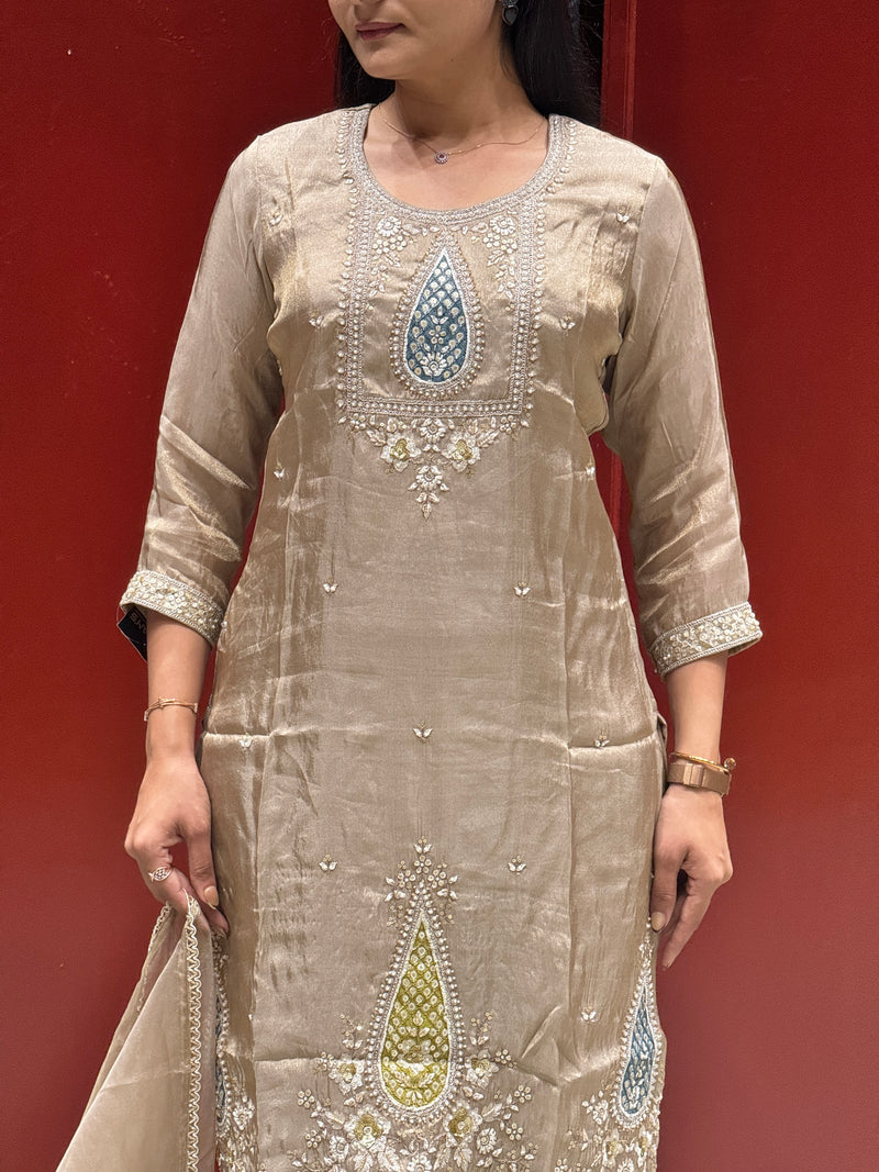 Taupe Gold Kurti Set