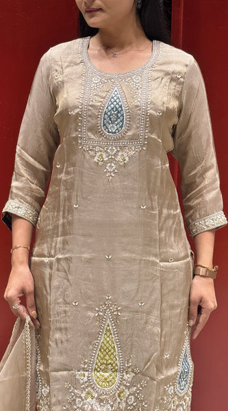 Taupe Gold Kurti Set