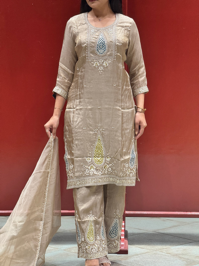 Taupe Gold Kurti Set