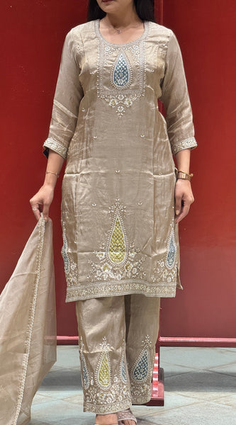 Taupe Gold Kurti Set