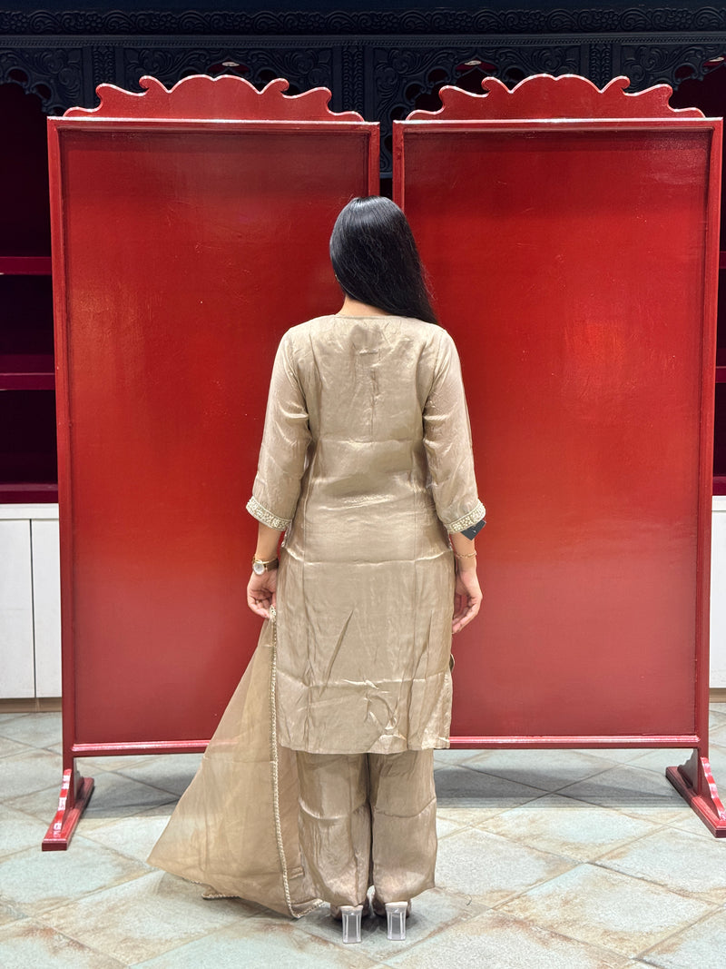 Taupe Gold Kurti Set