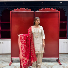 Ivory Tissue Kurti Set