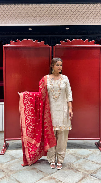Ivory Tissue Kurti Set