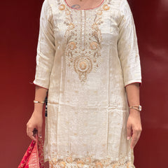 Ivory Tissue Kurti Set