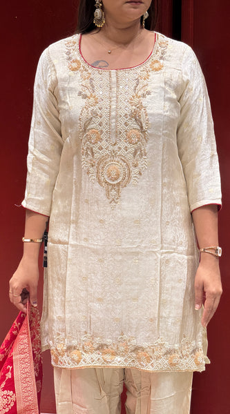 Ivory Tissue Kurti Set