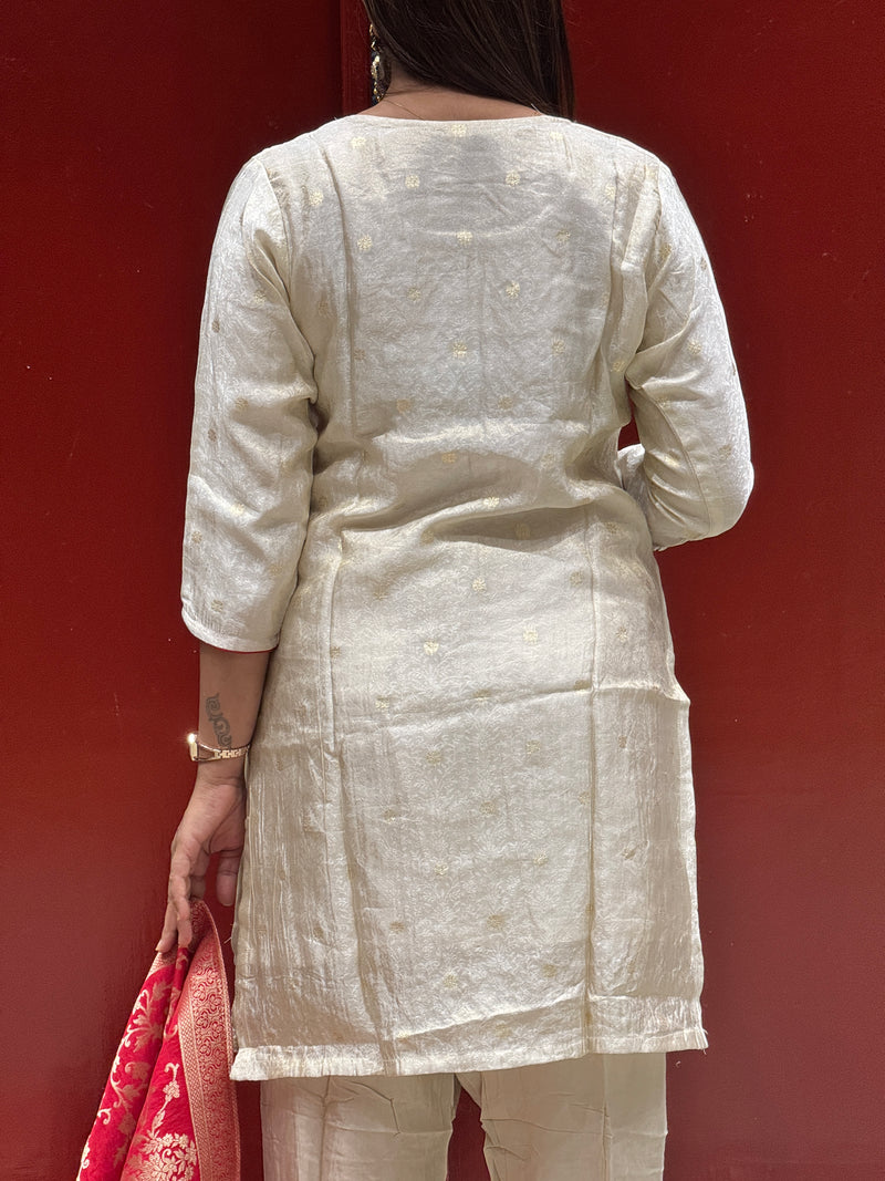Ivory Tissue Kurti Set
