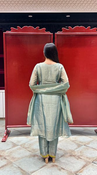 Sage Blue & Lime Kurti Set