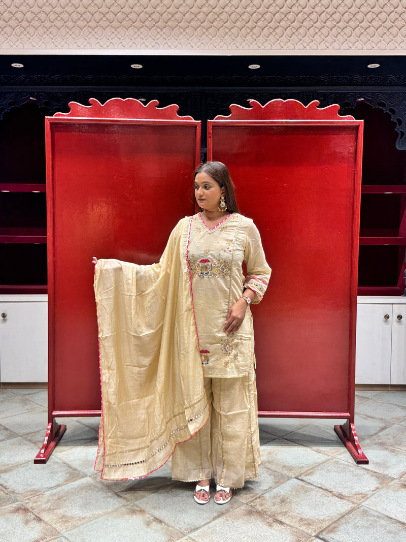 Ivory Kurti Palazzo Set