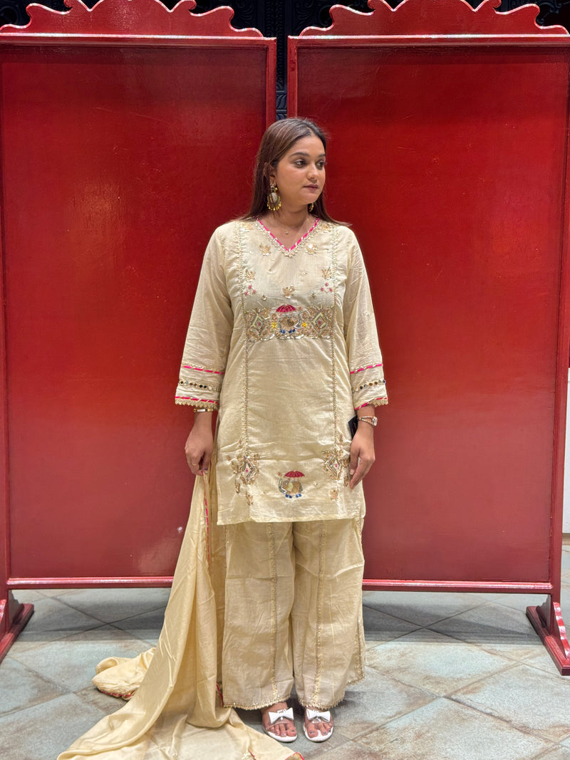 Ivory Kurti Palazzo Set