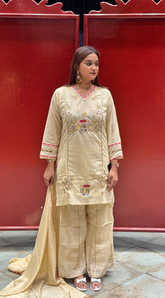 Ivory Kurti Palazzo Set