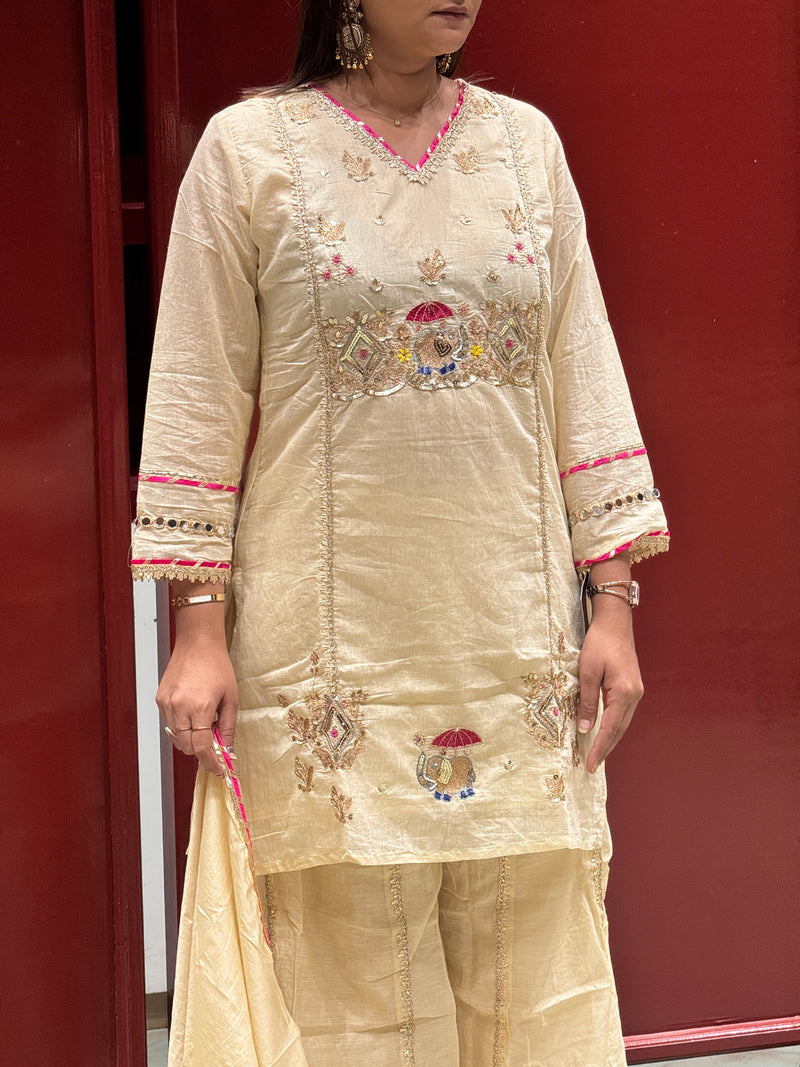 Ivory Kurti Palazzo Set