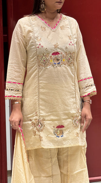 Ivory Kurti Palazzo Set