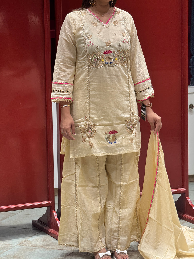 Ivory Kurti Palazzo Set