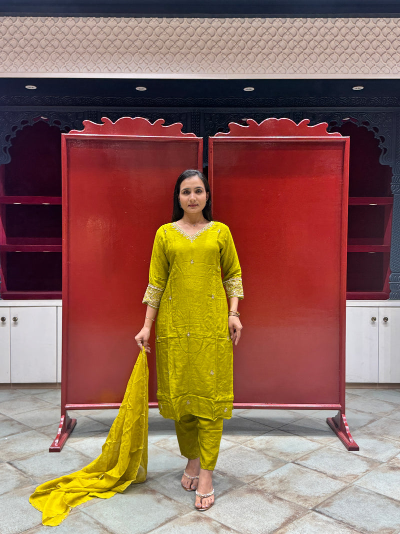 Chartreuse Green Kurti Set