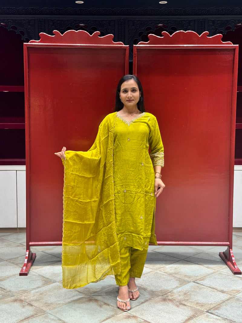 Chartreuse Green Kurti Set