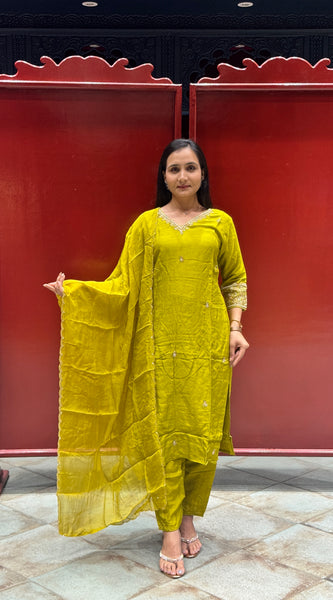 Chartreuse Green Kurti Set