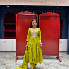 Lime Green Zardozi Kurti Set
